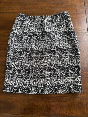 Halogen Black and White Betty Tweed Textured Mini Pencil Lined Skirt Women 10